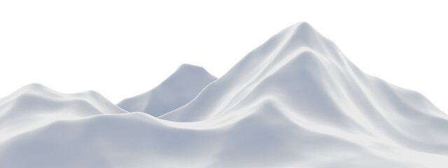 3D render snow mountain. White  terrain. Cold environment. - obrazy, fototapety, plakaty