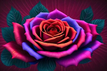 pink rose on red background created using generative AI tools