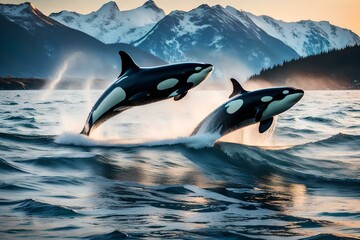 Obraz premium dolphin jumping out of the water Created using generative AI tools