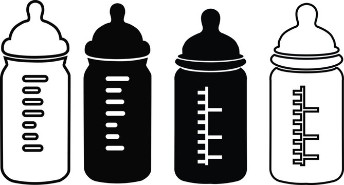 Set Of Baby Bottles Flat Web Icon