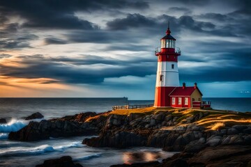 lighthouse at sunset
Created using generative AI tools