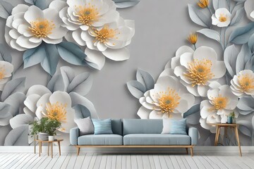 modern living room with flowers background 
Created using generative AI tools