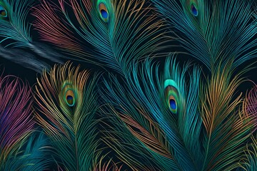 peacock feather close up Created using generative AI tools 