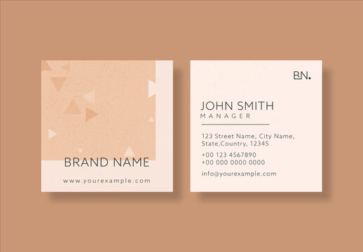 Square Shape Business Card Design with Double-Side.