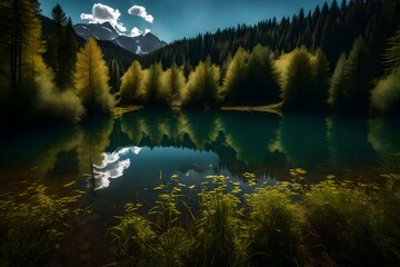reflection of trees in the lake
Created using generative AI tools