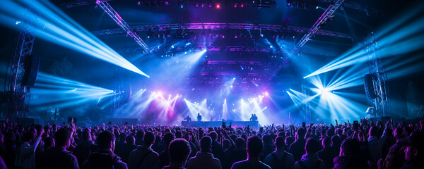 A crowd of people at an Ultra modern live event, concert, or ceremony.