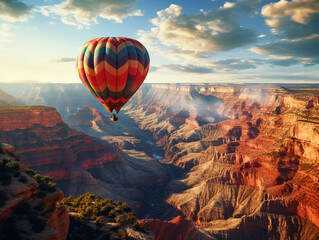 Morning Ascension: Hot Air Balloon Adventure Over an Early Morning Forest