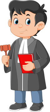 Young lawyer is holding a hammer in his hands