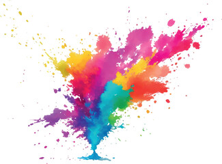 Fototapeta na wymiar Colorful Ink Splash, Paint Splatter powder festival explosion burst isolated white background, Watercolor stain