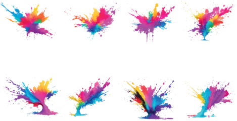 Zelfklevend Fotobehang Colorful Ink Splash, Paint Splatter powder festival explosion burst isolated white background, Watercolor stain © pixeness