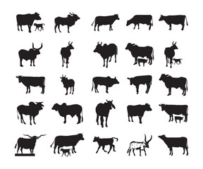 Cow EPS - Cow Silhouette - Cow Clipart  Animal Cut File - Animal Silhouette
