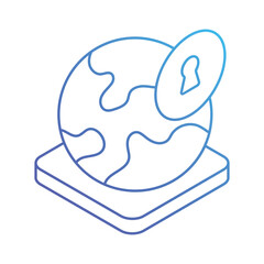 Global Lock Icon, vector stock illustration.