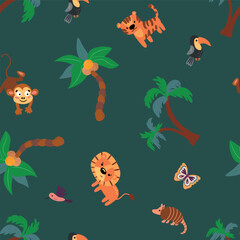 Seamless pattern with safari animals. Design for fabric, textile, wallpaper, packaging.	