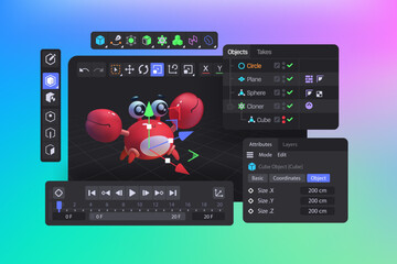 3D Software suite Interface. Viewport of Program for Motion Designers and Animators. Creating three dimensional vfx. Vector illustration.
