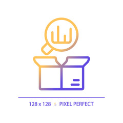 Pixel perfect gradient analytics icon, isolated vector, product management thin line illustration.