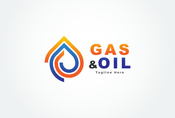 Gas and oil energy logo, minimalist blue and orange droplet combination, Usable for energy and company Logos, Flat Vector Logo Design Template
