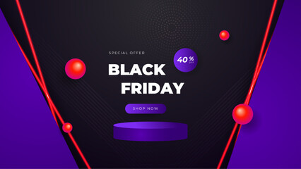 black friday purple and black abstract banner design