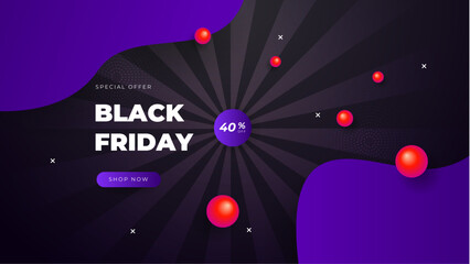 Black Friday sale design. purple background seasonal discount offer