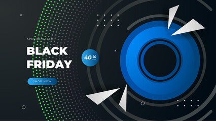 black friday sale abstract polygonal black and blue background banner design
