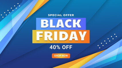 Black Friday Sale Colorful Background. Vector Banner with Abstrzct Geometric Shapes and Creative