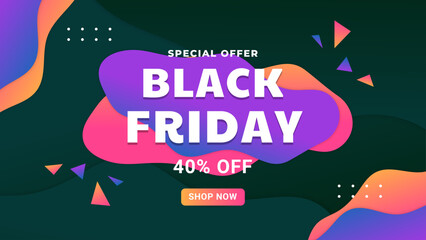 Black friday sale with colorful shape. Screen backdrop for instagram stories and post, mobile app, banners, cards. Stories template.