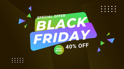 Black friday sale web banner template with space for product image. Use for banner ads, poster, shopping, promotion, advertising. Colorful background and text.