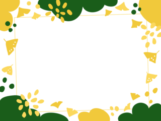 てがきで可愛い北欧風の銀杏の背景フレーム