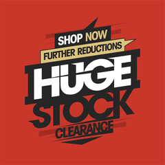 Huge stock clearance, sale web banner mockup - obrazy, fototapety, plakaty