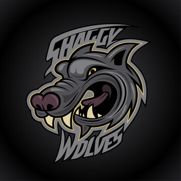 Shaggy wolves vector logotype, print with wolf symbol