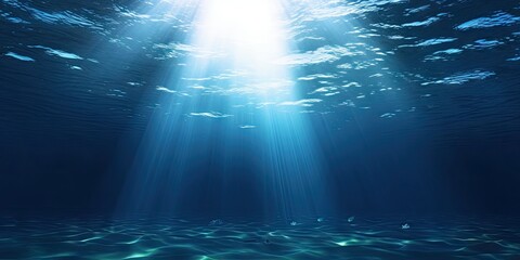 Beautiful blue ocean background with sunlight and undersea scene