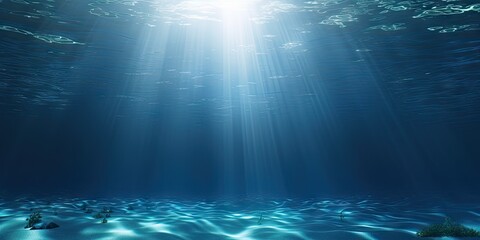 Beautiful blue ocean background with sunlight and undersea scene