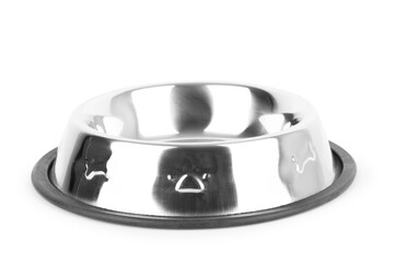 Dog food bowl brown on white