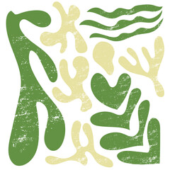 Matisse Geometric and Organic Shapes in Paper Cut Style. Vector Abstract Contemporary Floral Elements for creating Logos, Patterns, Posters, Covers and Postcards