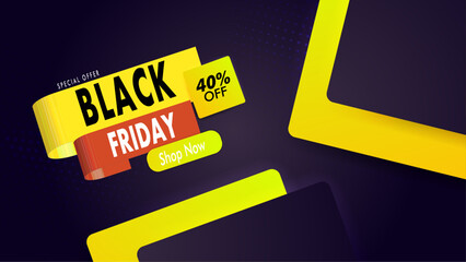 black friday red and black abstract banner design