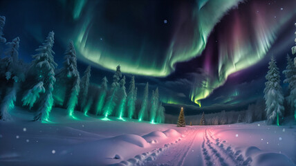 Northern Lights above the forest