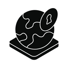 Global Lock Icon, vector stock illustration.