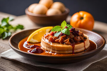 Food photography of a luxury Michelin Stars restaurant, delicious food