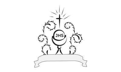 Catholic Baptism. Baptism symbol Sacraments of Catholic Church Eucharist.