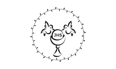 Catholic Baptism. Baptism symbol Sacraments of Catholic Church Eucharist.