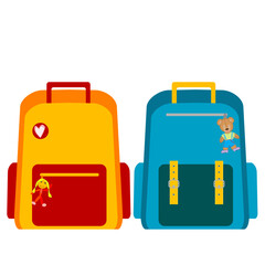 Two schoolbags isolated on white background