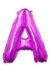 A baloon alphabet pink fanta chrome foil 3D with white background