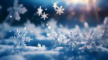 snowflakes background banner, snow Generative AI