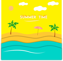Fototapeta na wymiar summer time background with palm trees vector design eps format