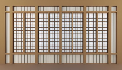 wooden Japanese window for Asian interior design decoration, background and wallpaper, traditional pattern, AI Generated