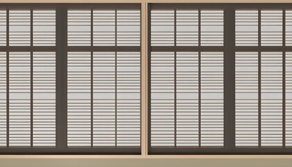 Japanese shoji window for Asian interior design decoration, background and wallpaper, wood design, AI Generated