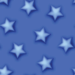 Seamless Colorful Aesthetic Pattern with Cute Stars. Romantic Simple Design Element. Monochromatic Blue Texture. Design for Prints, Fabrics, Wallpapers etc. Vector 3d Illustration