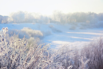 Winter landscape. Trees and plants covered with snow. The beauty of snow covered paths. Snowfall and cooling in tourist areas.
