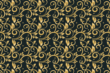 Golden floral background design template