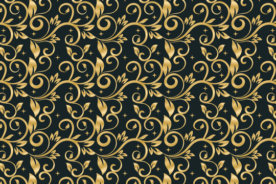 Golden floral background design template © DESIGN HUT