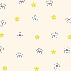 Wallpaper white-yellow flowers on a cream-colored background